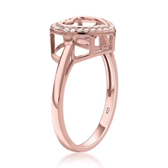 Pink Tanzanite ✦ Heart‑Shaped Dancing Ring ✦ Sterling Silver 14K Rose Gold Sz 7 - Picture 5 of 10